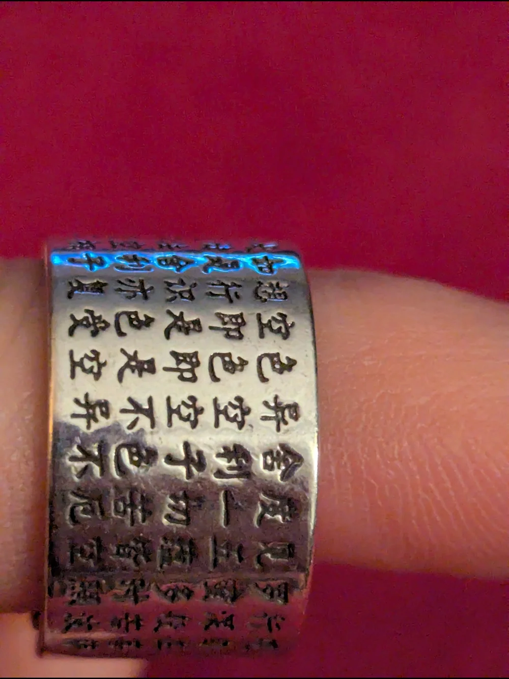 Engraved Silver-Tone Script Band Ring